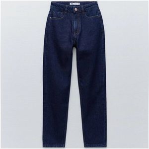Zara Mom Fit Dark Blue High Rise Jeans